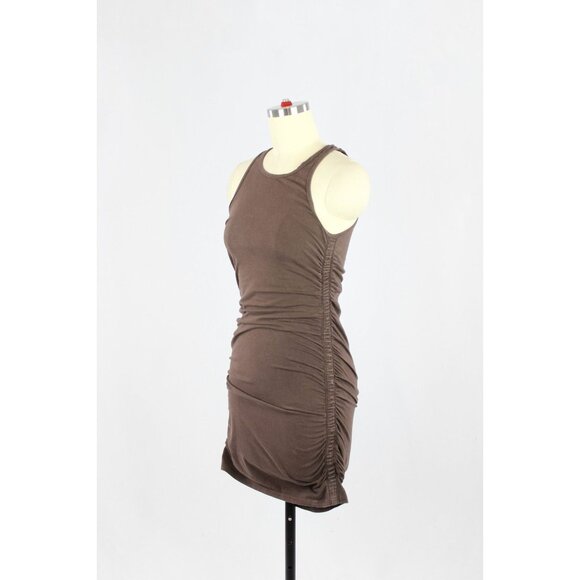 Aritzia TNA Chill Malibu Brown Cotton Jersey Ruched Mini Tank Dress, Size S - Picture 4 of 12